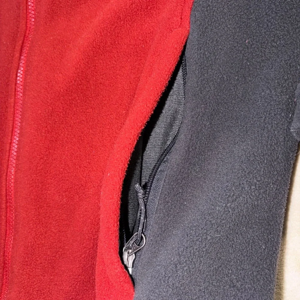 The North Face Mens Full Zip Fleece Jacket Red Gray Colorblock Small T260/T660